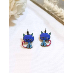 Boucles d'oreilles Miao bleu foncé - Bibop et Lula