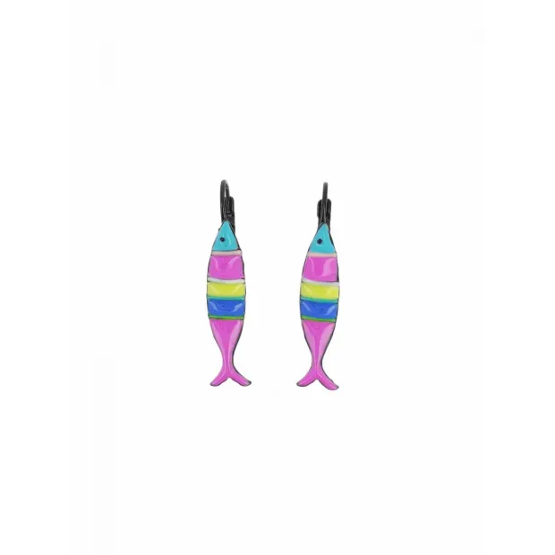 Boucles d'oreilles petite sardine multicolore