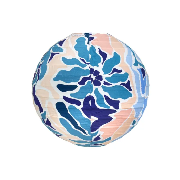 Lampion tissu boule japonaise rond Galati bleu