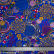 Tissu indien Bollywood brodé de sequins Kalar bleu - Bibop et Lula