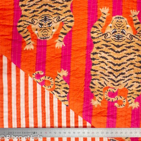 Tissu indien coton matelassé Bengale orange