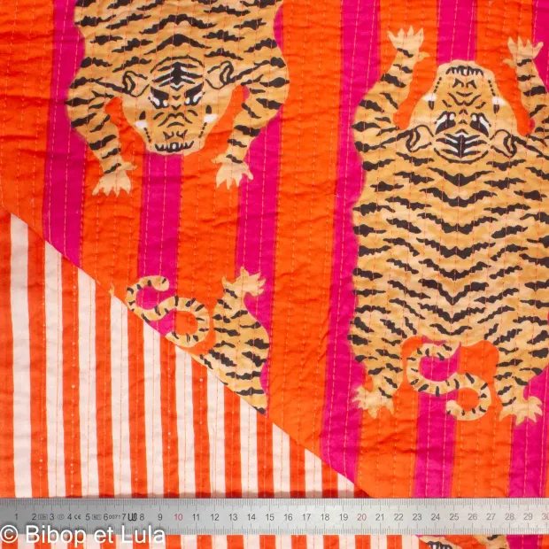 Tissu indien coton matelassé Bengale orange