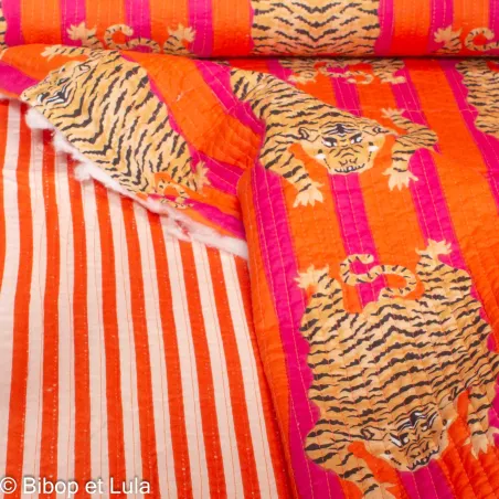 Tissu indien coton matelassé Bengale orange