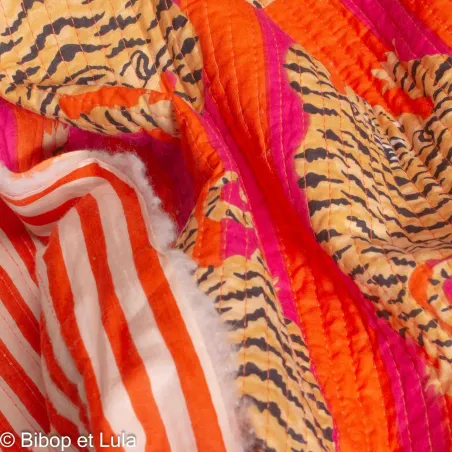 Tissu indien coton matelassé Bengale orange