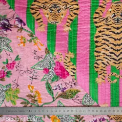 Tissu indien coton matelassé Bengale vert - Bibop et Lula