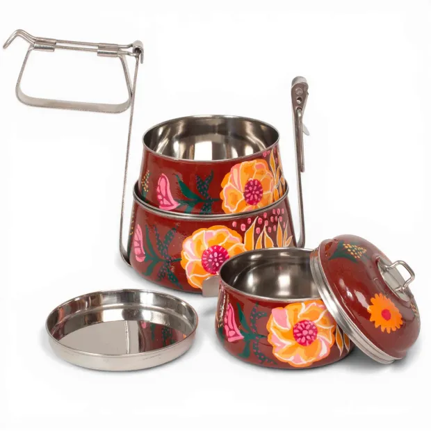 Lunch box inox peinte à la main Mandi