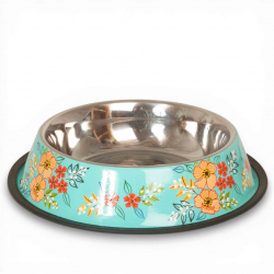 Grande gamelle pour chien inox peint à la main Sofia - Bibop et Lula