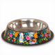 Grande gamelle pour chien inox peint à la main Janie - Bibop et Lula