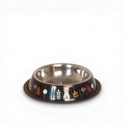 Gamelle pour chat inox peint à la main Nature - Bibop et Lula