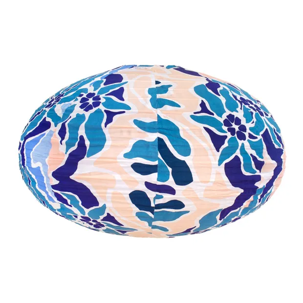 Lampion tissu boule japonaise ovale Galati Bleu