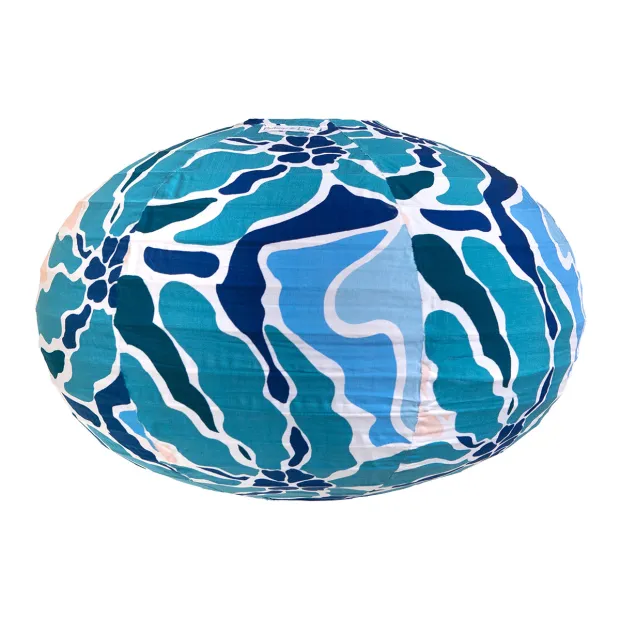 Lampion tissu boule japonaise ovale Galati Bleu