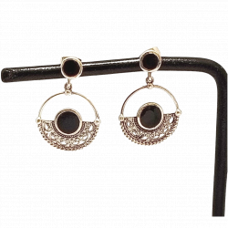 Boucles d'oreilles clous rond noir - Bibop et Lula