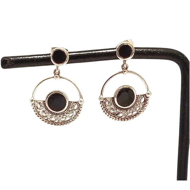 Boucles d'oreilles clous rond noir