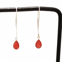 Boucles d'oreilles argent pierre rouge orangé goutte - Bibop et Lula