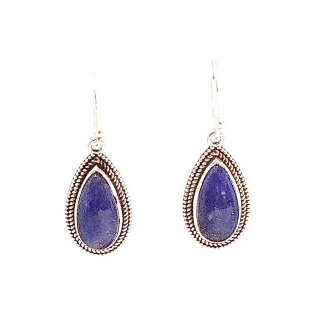 Boucles d'oreilles argent argent lapis lazuli goutte