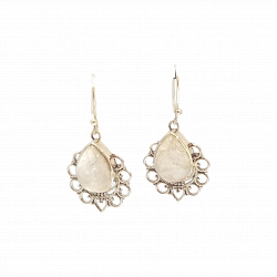 Boucles d'oreilles argent pierre de lune arabesque - Bibop et Lula