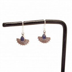 Boucles d’oreilles argent mini lapis lazuli éventail - Bibop et Lula