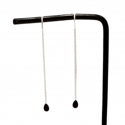Boucles d’oreilles argent chaînette onyx - Bibop et Lula