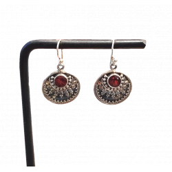 Boucles d’oreilles argent et grenat - Bibop et Lula