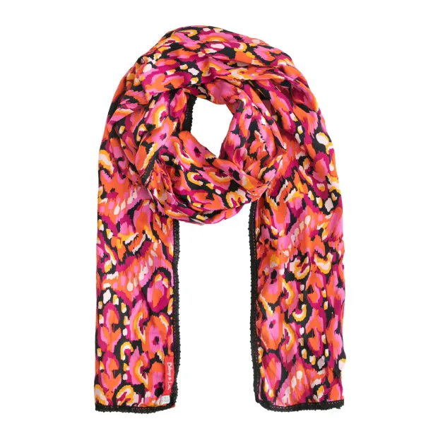 Chèche foulard femme magenta et orange