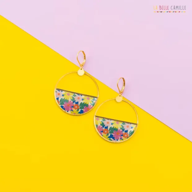 Camélia boucles d'oreilles "Flower citron"