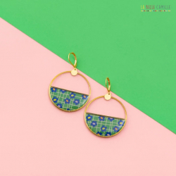 Camélia boucles d'oreilles "Retro vert" - Bibop et Lula