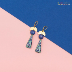 Yoko boucles d'oreilles "Palme turquoise" - Bibop et Lula