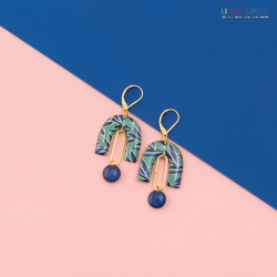 Zoé boucles d'oreilles "Palme turquoise" - Bibop et Lula