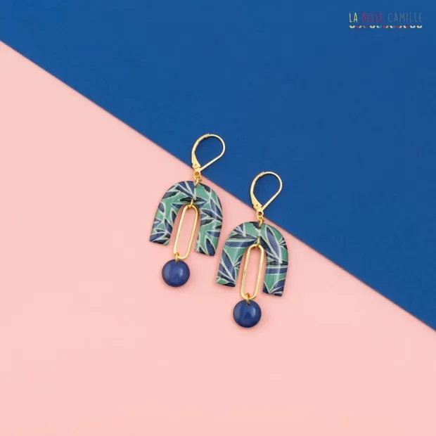 Zoé boucles d'oreilles "Palme turquoise"
