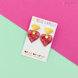 EX VOTO boucles d'oreilles "Palme violet" - Bibop et Lula