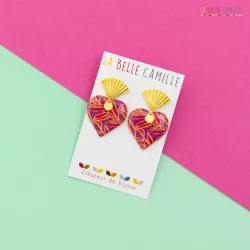 EX VOTO boucles d'oreilles "Palme violet" - Bibop et Lula