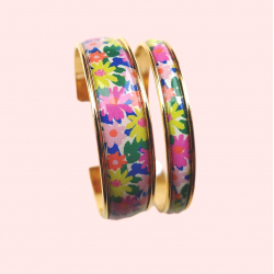 Manchette large , bracelet "Flower Citron " - Bibop et Lula
