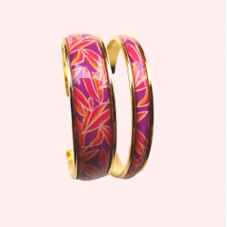 Manchette large , bracelet "Palme violet " - Bibop et Lula