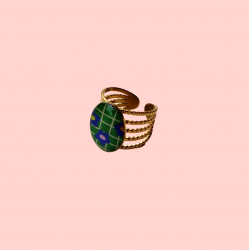 Bague Louisa, 5 anneaux, "Retro vert" - Bibop et Lula