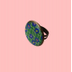 Bague, résine, "Retro vert" - Bibop et Lula