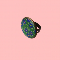 Bague, résine, "Retro vert" - Bibop et Lula