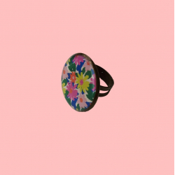 Bague, résine, "Flower Citron" - Bibop et Lula