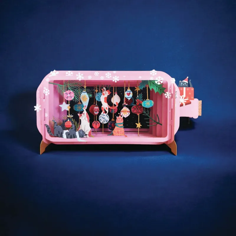 3D Pop Up Carte Cats Christmas