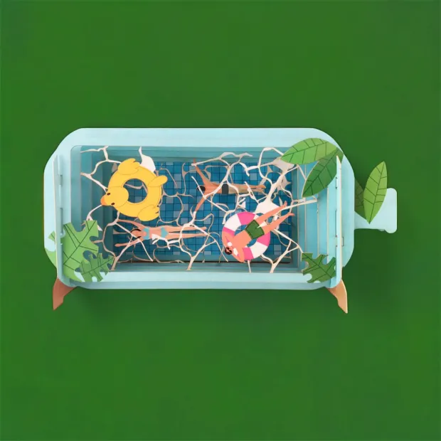 3D Pop Up Carte La piscine