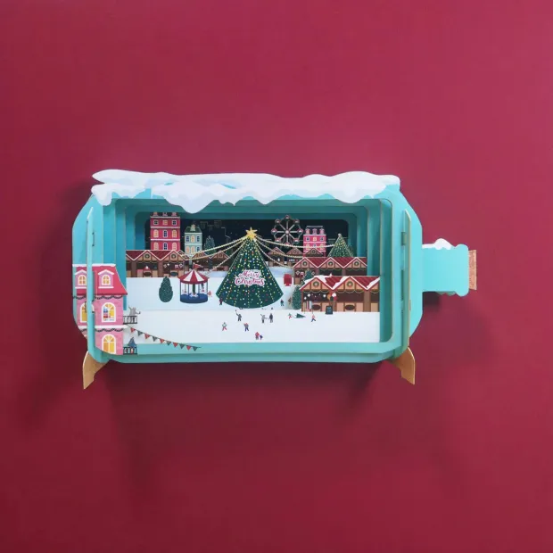 3D Pop Up Carte C'est Noël sur la place
