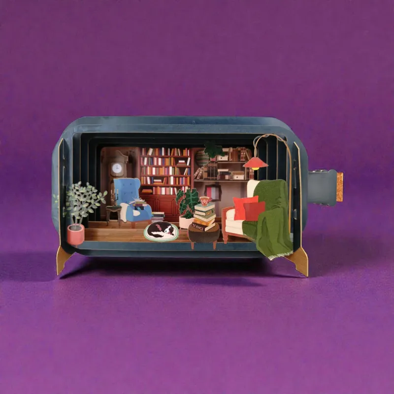 3D Pop Up Carte La Bibliothèque