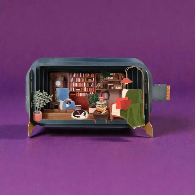 3D Pop Up Carte La Bibliothèque