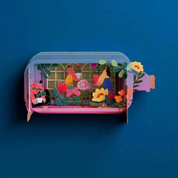 3D Pop Up Carte Le jardin