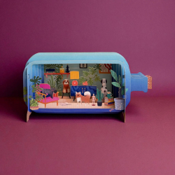 3D Pop Up Carte Living room - Bibop et Lula