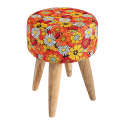 Tabouret rond tissu imprimé Blossom - Bibop et Lula