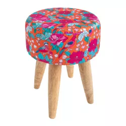 Tabouret rond tissu imprimé Passaro - Bibop et Lula