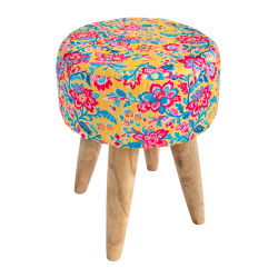 Tabouret rond tissu imprimé Jaipur - Bibop et Lula