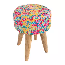 Tabouret rond tissu imprimé Jaipur - Bibop et Lula