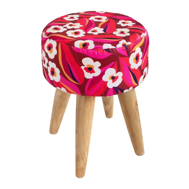 Tabouret rond tissu imprimé ipanema