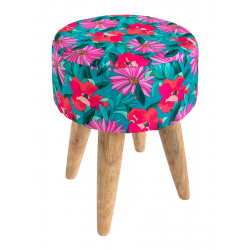 Tabouret rond tissu imprimé Havana - Bibop et Lula